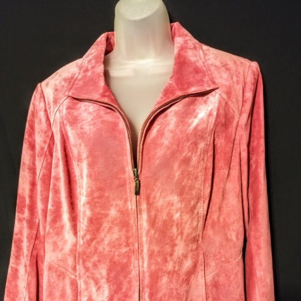 Preston & York Women's Full Zip Pink Suede Jacket